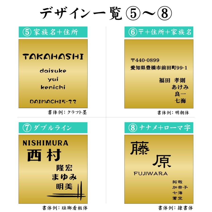 かたちラボ 表札 家族名 家族全員の名前が入る表札 150×150 L 真鍮風