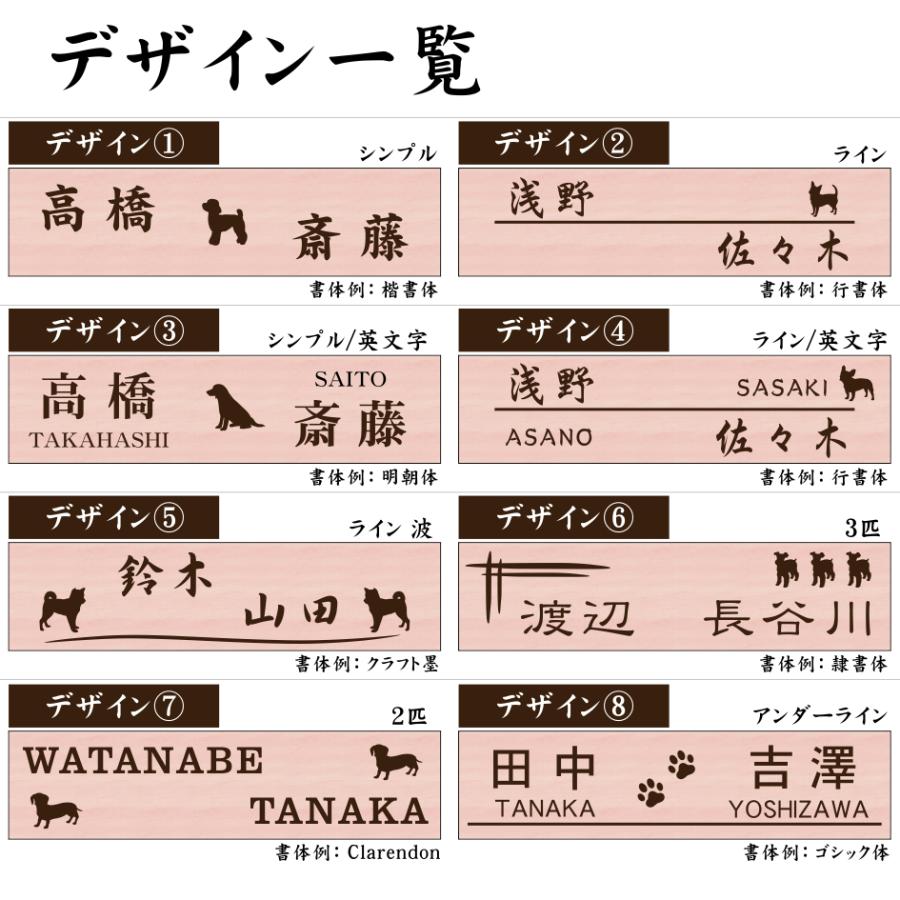 かたちラボ 表札 犬 二世帯 マグネット 木目調 フェイクウッド 120×30