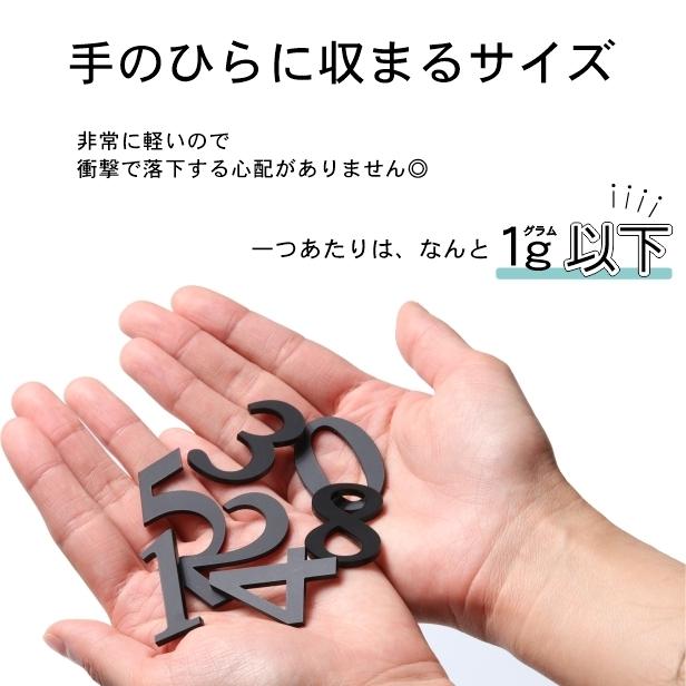 切文字 数字 ブラック 番号 ナンバー (単品) 部屋番号 ルームナンバー サインプレート 番号プレート 表示 標識 屋外対応 簡単貼るだけ メール便対応｜katachi-lab｜04