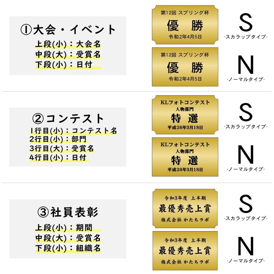 かたちラボ 優勝 記念品プレート 真鍮風 ゴールド 50×30mm 大会