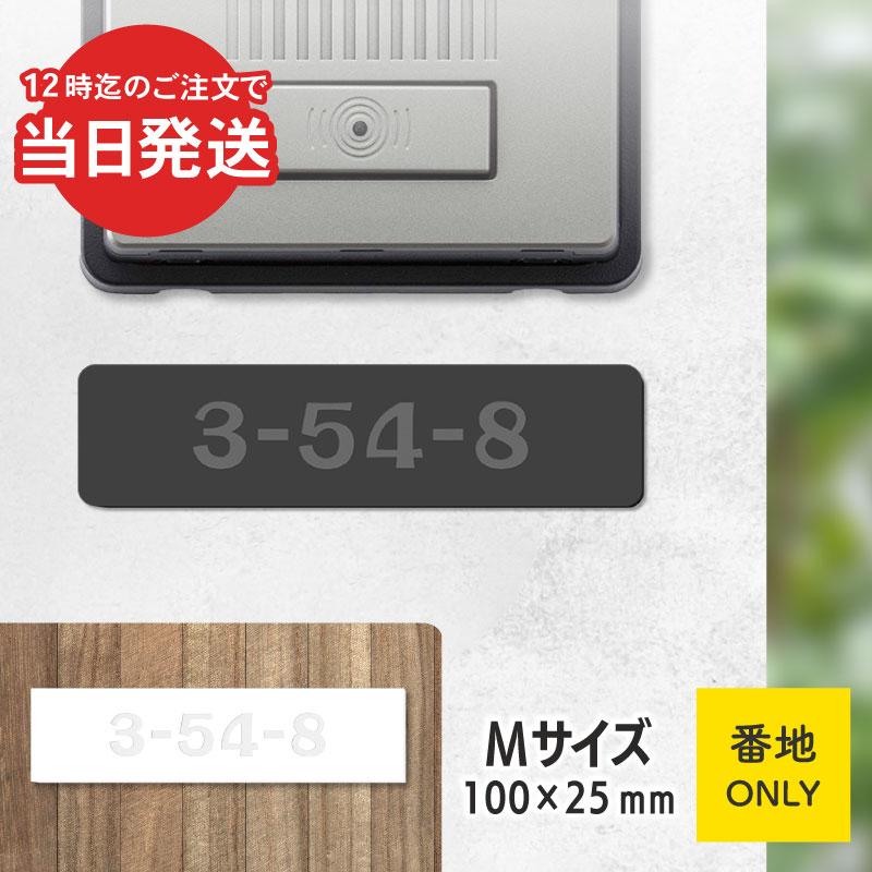 かたちラボ 番地 プレート 表札 (数字のみ 1行専用) 刻印無料 100×25 M