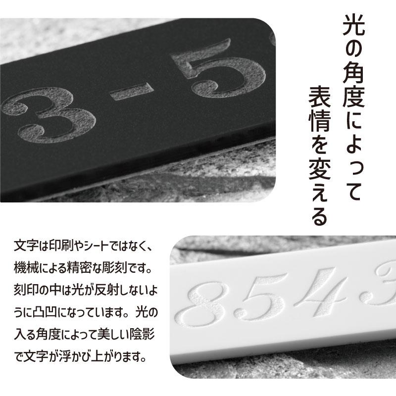 かたちラボ 番地 プレート 表札 (数字のみ 1行専用) 刻印無料 100×25 M