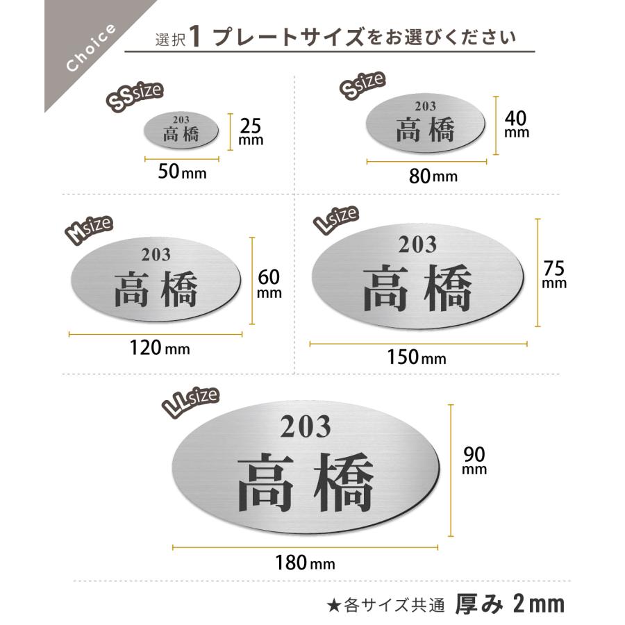 かたちラボ 部屋番号 楕円 表札 シール 貼るタイプ プレート ポスト