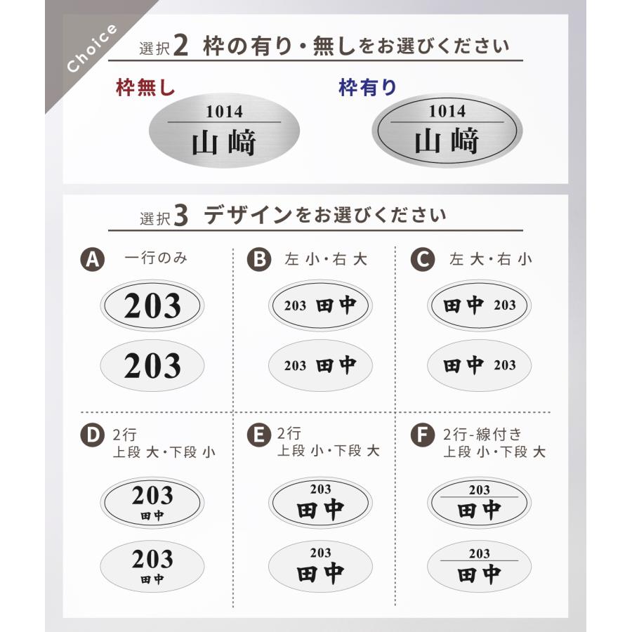 かたちラボ 部屋番号 楕円 表札 シール 貼るタイプ プレート ポスト