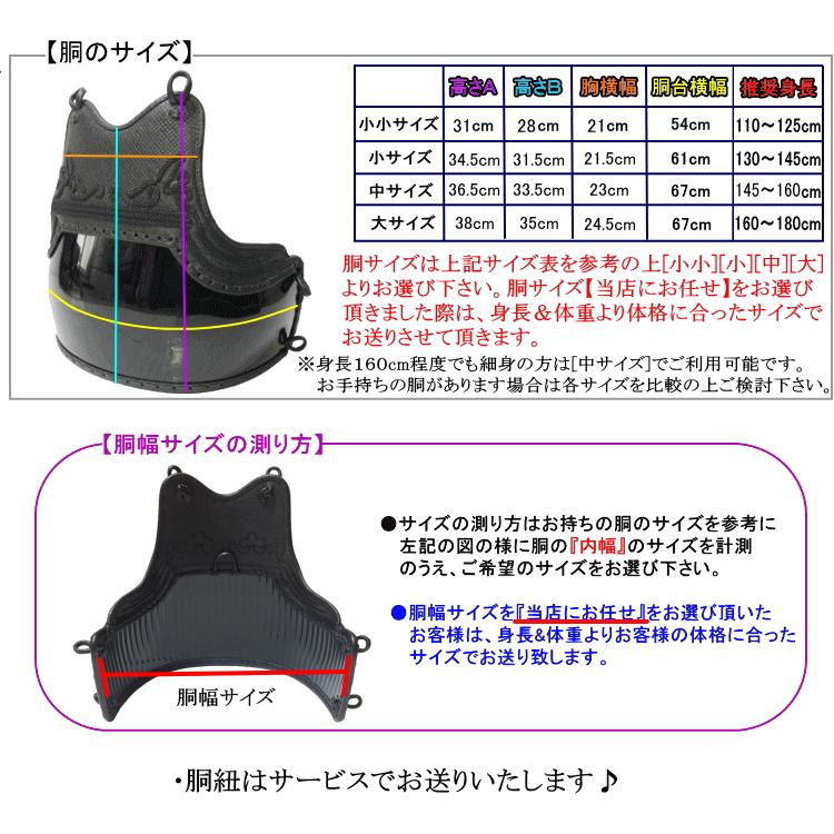 剣道 胴 / [歩/ayumu] 強化樹脂胴[濃紺ナナメ刺・翼飾り] 胴裏文字彫り