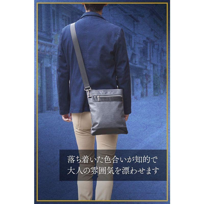お気にいる 斜めがけ メンズ ショルダーバッグ 平野鞄 軽量 ダー 通勤 街持ち 抗菌 消臭 多機能 薄マチ 縦 撥水 軽い ソフト 縦型 大きめ ショルダーバッグ