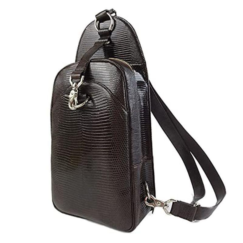 サドルバッグ メンズファッション エキゾチックレザー 本革 トカゲ リザードレザー ボディバッグ メンズ ショルダーバッグ ブラウン ワンショルダー 3584 茶 本革 レザーバッグ Katanamart メーカー