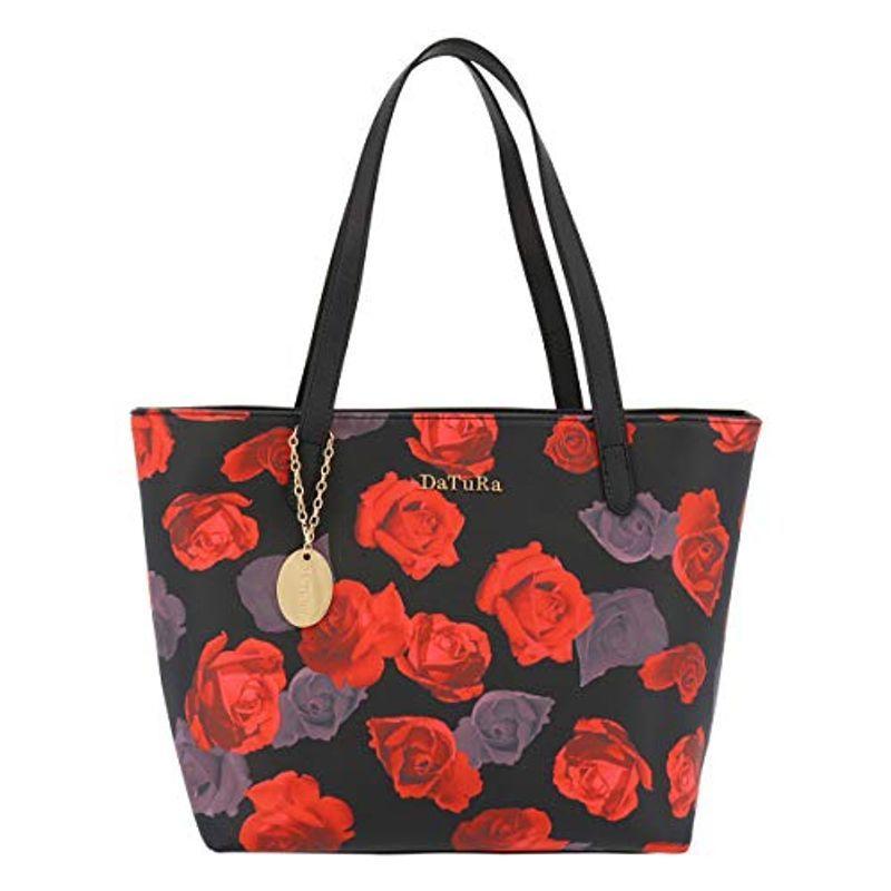 激安をお選 のダチュラ トートバッグ レディース スイートローズ Dtr 536 Datura トートバッグ 薔薇 530ブラック レッド 花柄 Datura 薔薇 Katanamart 売り安い