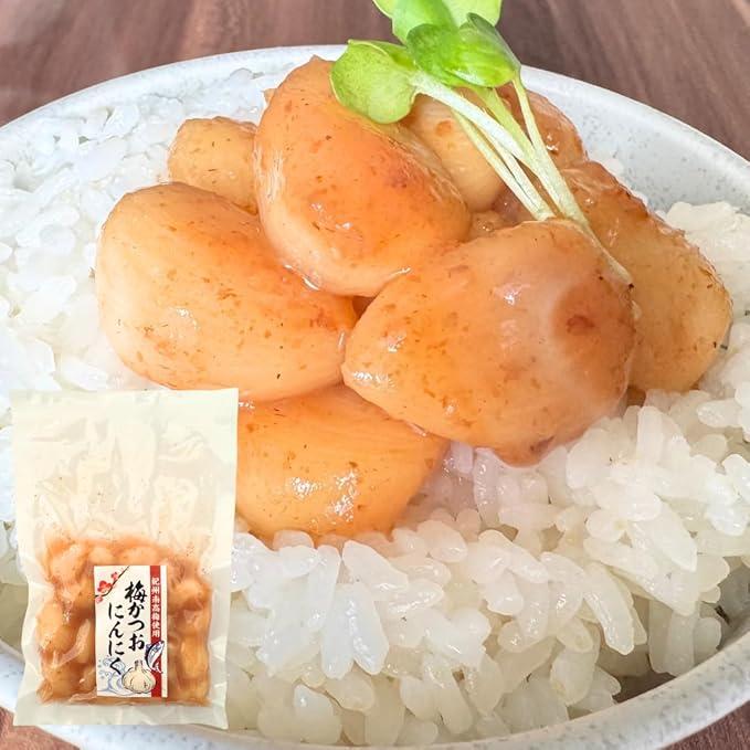 【国産・無添加】梅にんにく 80g 低臭 安心の国産原料 紀州南高梅使用 かつお風味 ご飯のお供に お料理にも（Yahoo!・かたおか農園）