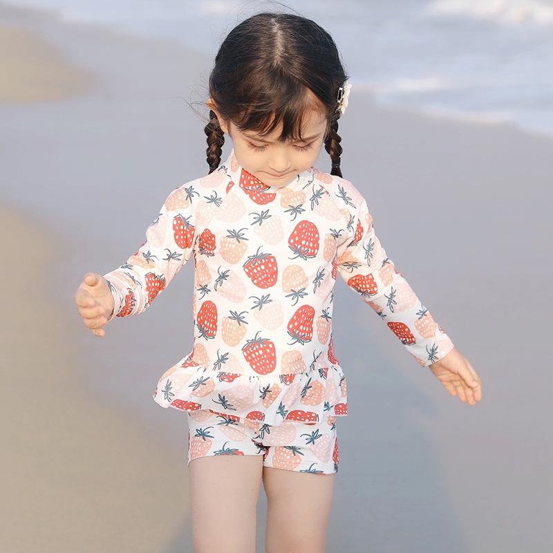 キッズ 水着 女の子 セパレート プール ビーチ リゾート ラッシュガード 長袖 トップス パンツ スイムキャップ 上下 おしゃれ ベビー ジュニア Zg 1000 Katariya Shop 通販 Yahoo ショッピング