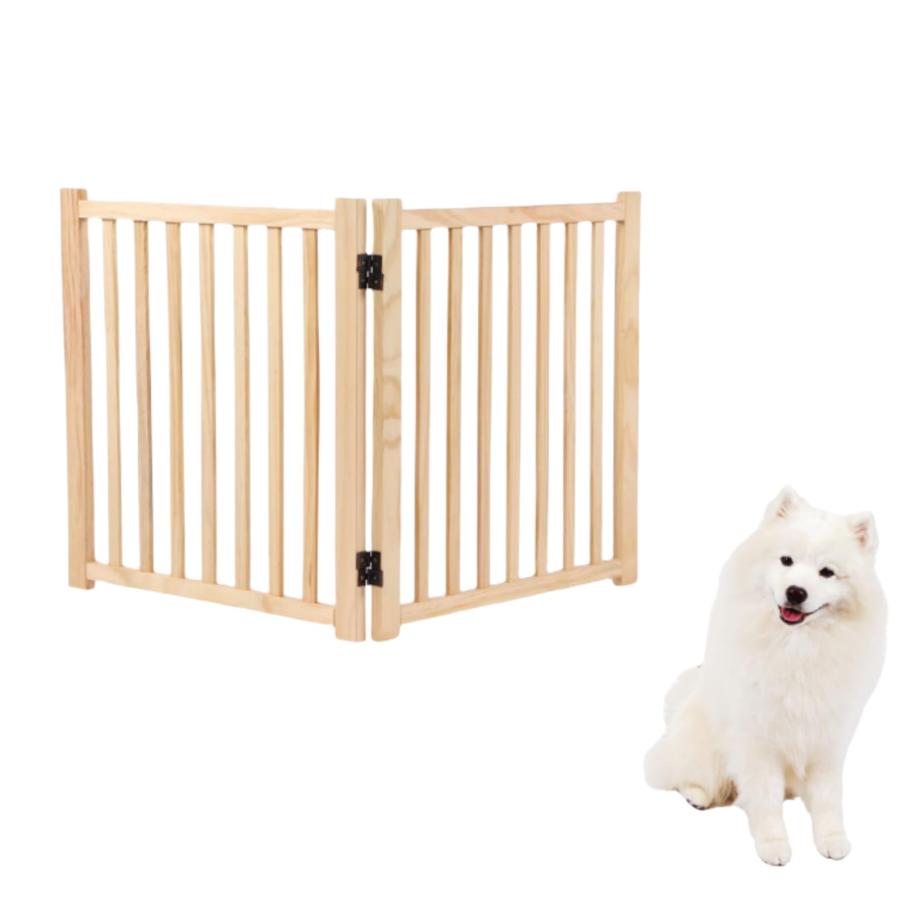 ペットゲート 、木製犬用ゲートペットフェンス、自立式、折りたたみ  