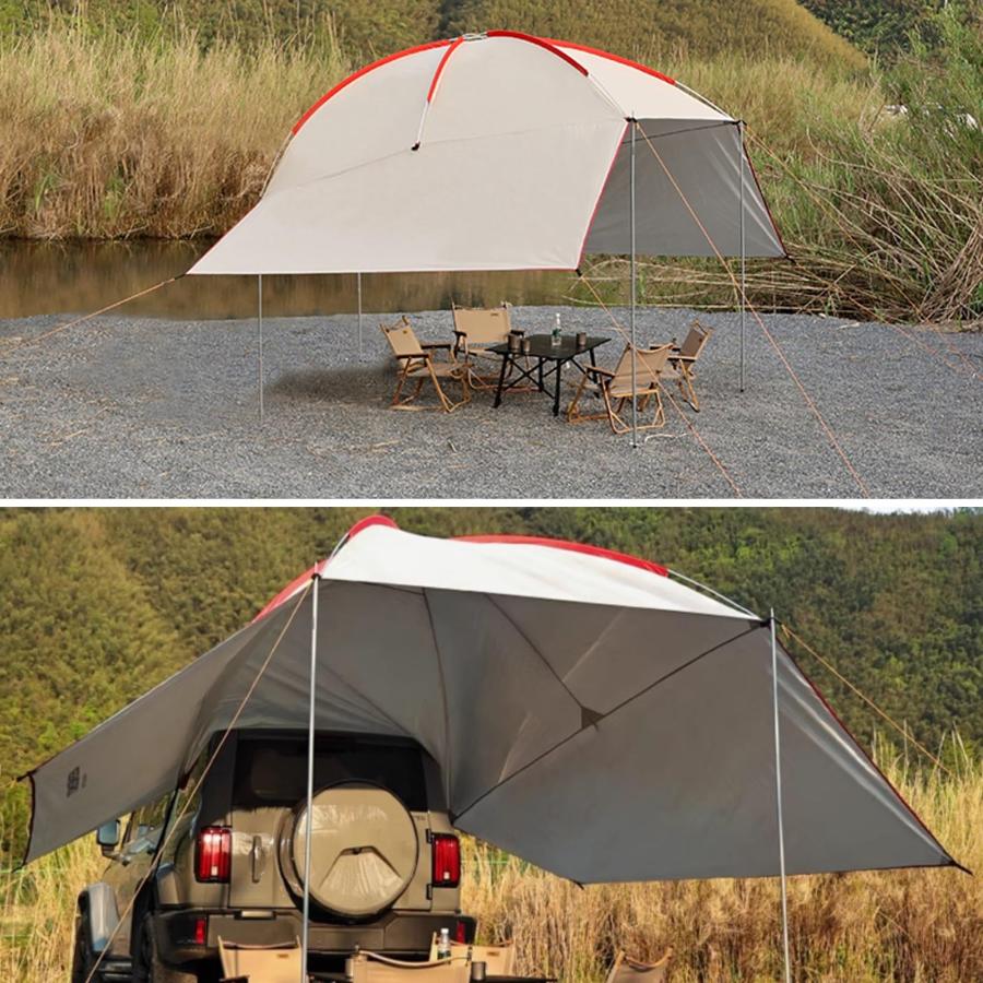 カーサイドオーニング キャンプ リアゲートタープ Top ポール2本