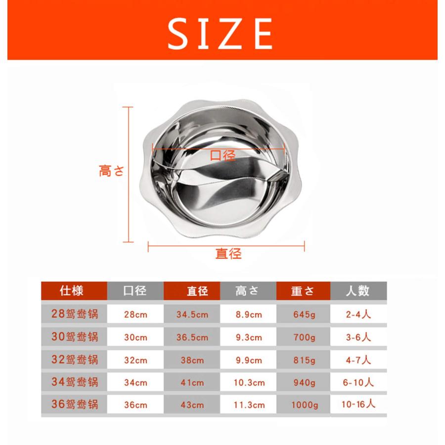 両手鍋 仕切り付き 二食鍋 S形鴛鴦鍋 ステンレス鋼 調理器具 中華火鍋 しゃぶしゃぶ鍋 同時に調理可能 IH対応 煮物 優れた熱伝導性 春夏秋冬使える 料理ツール｜katenki｜07