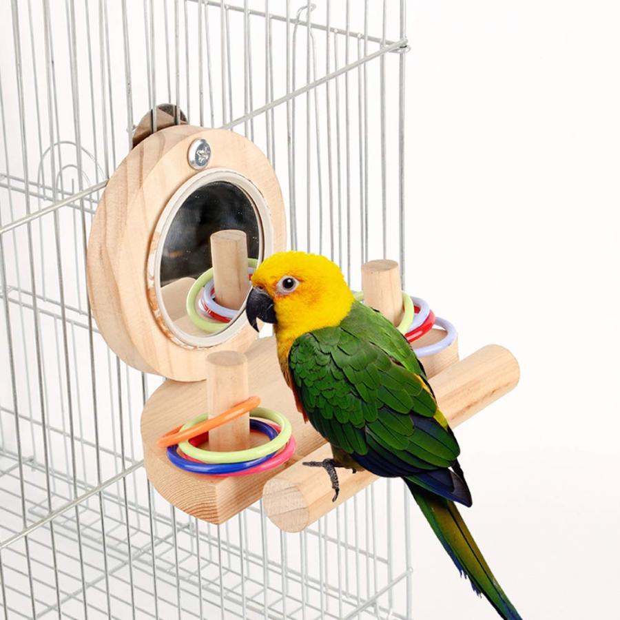 鳥 おもちゃ 鏡玩具 オウムスタンド オウム ケージ掛けおもち インコ