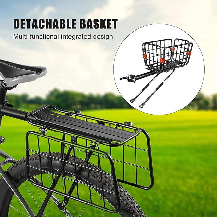自転車バスケット 自転車荷台 耐荷重110KG リアキャリア 荷物ラック