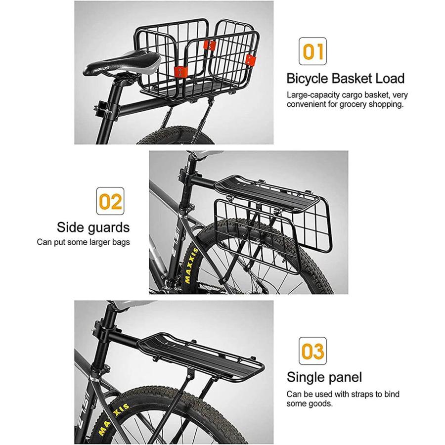 自転車バスケット 自転車荷台 耐荷重110KG リアキャリア 荷物ラック