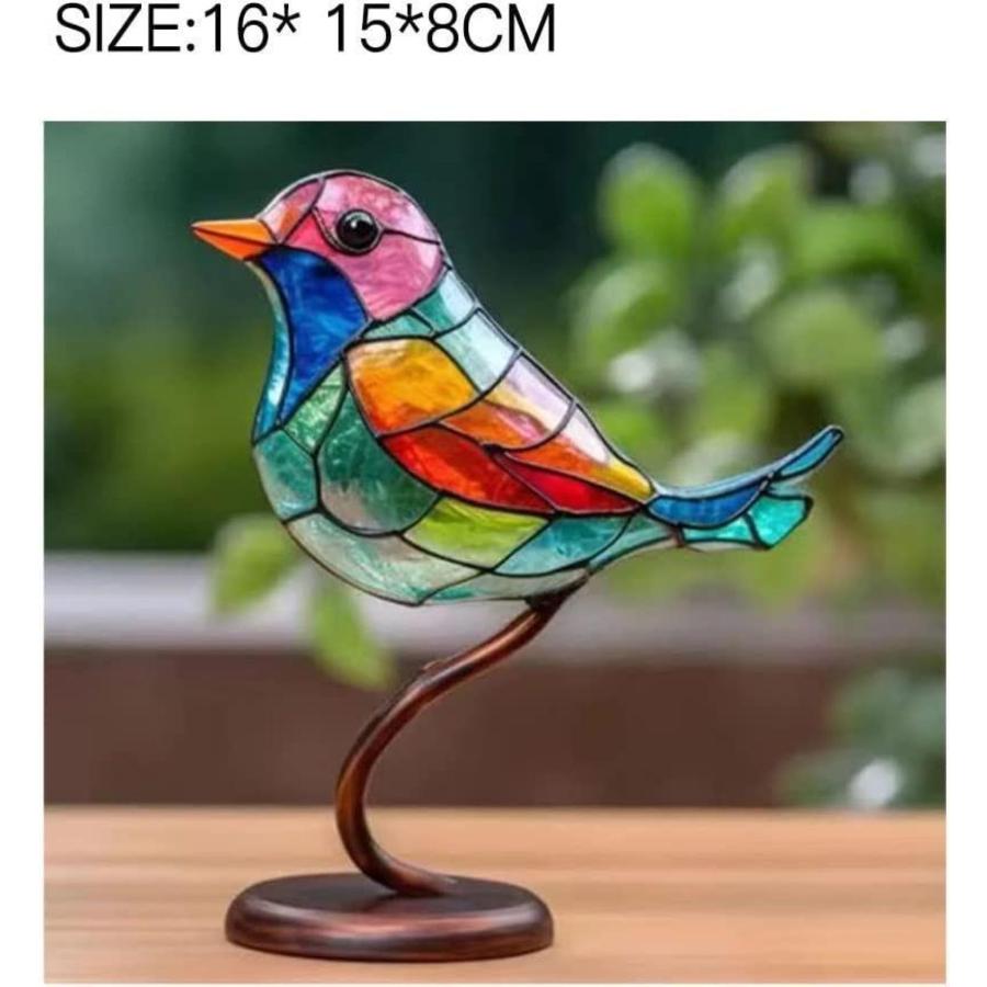 ステンドグラスの鳥枝デスクトップオーナメント - ブランチの ステンドグラスの鳥枝デスクトップオーナメント - ブランチの