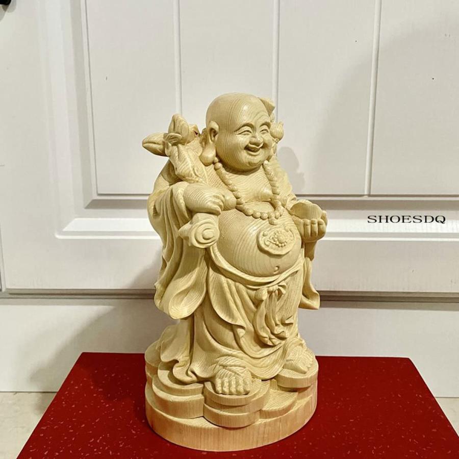 木彫り 置物 : 七福神 布袋様 布袋さん 布袋さま 木製フィギュア 仏像 