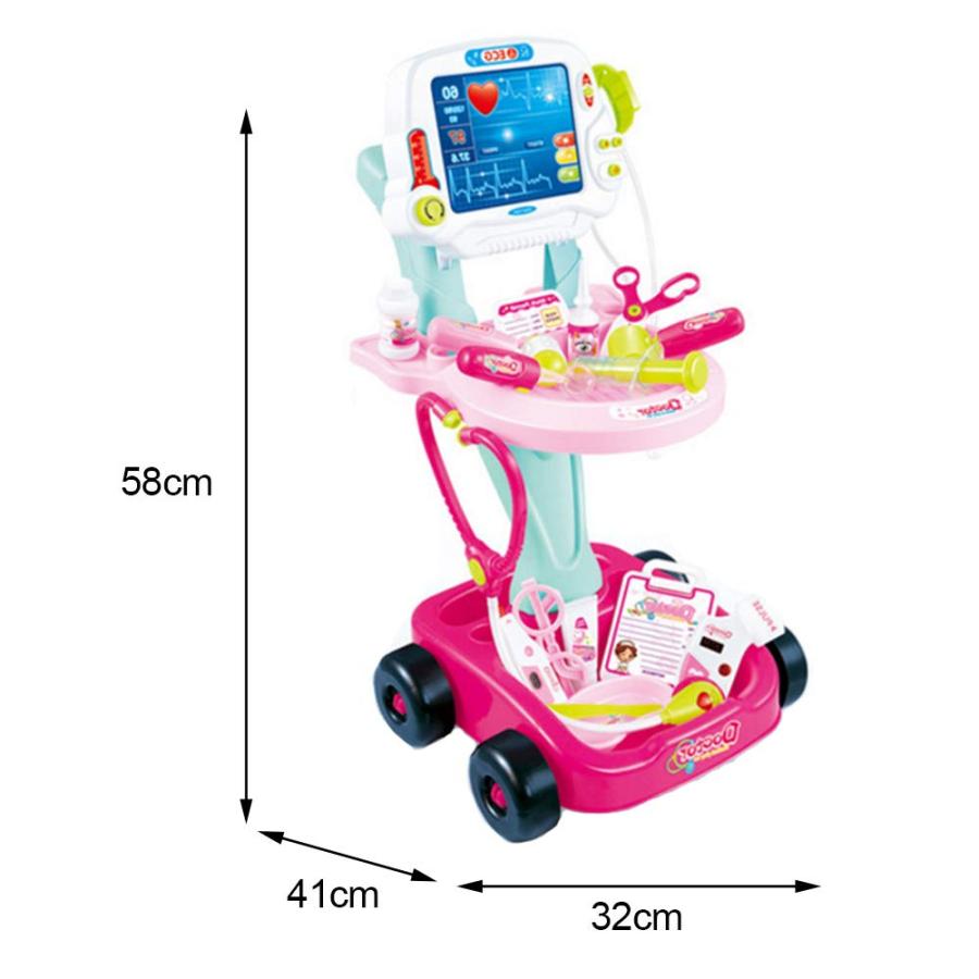 17点セット お医者さんごっこ ドクター 心電図の作業台 手押し車 お