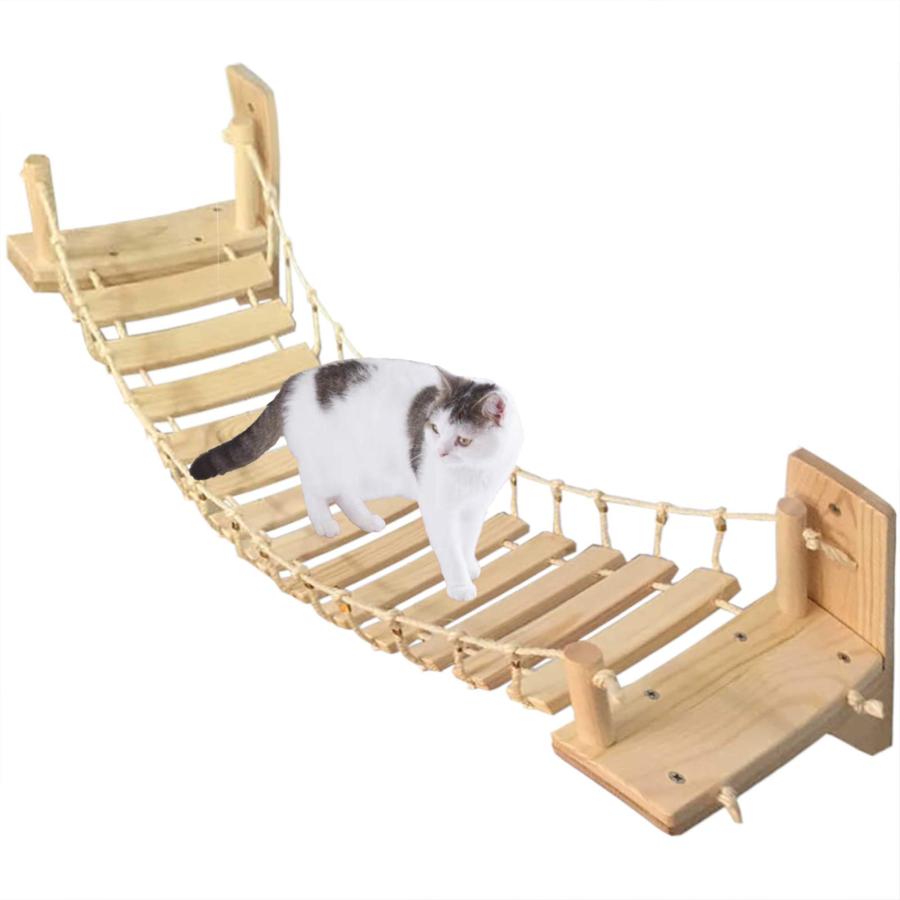 猫 吊り橋 木製 ハンモック 遊び場 ストレス解消 キャットウォーク