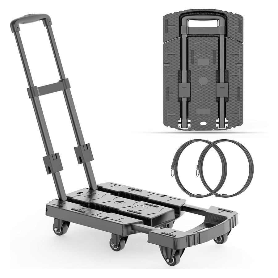 台車 折り畳み 荷台70x45CM ストッパー付 耐荷重200KG 台車 折りたたみ 耐荷重200kg ストッパー付き 組立不要 軽量静音 伸縮