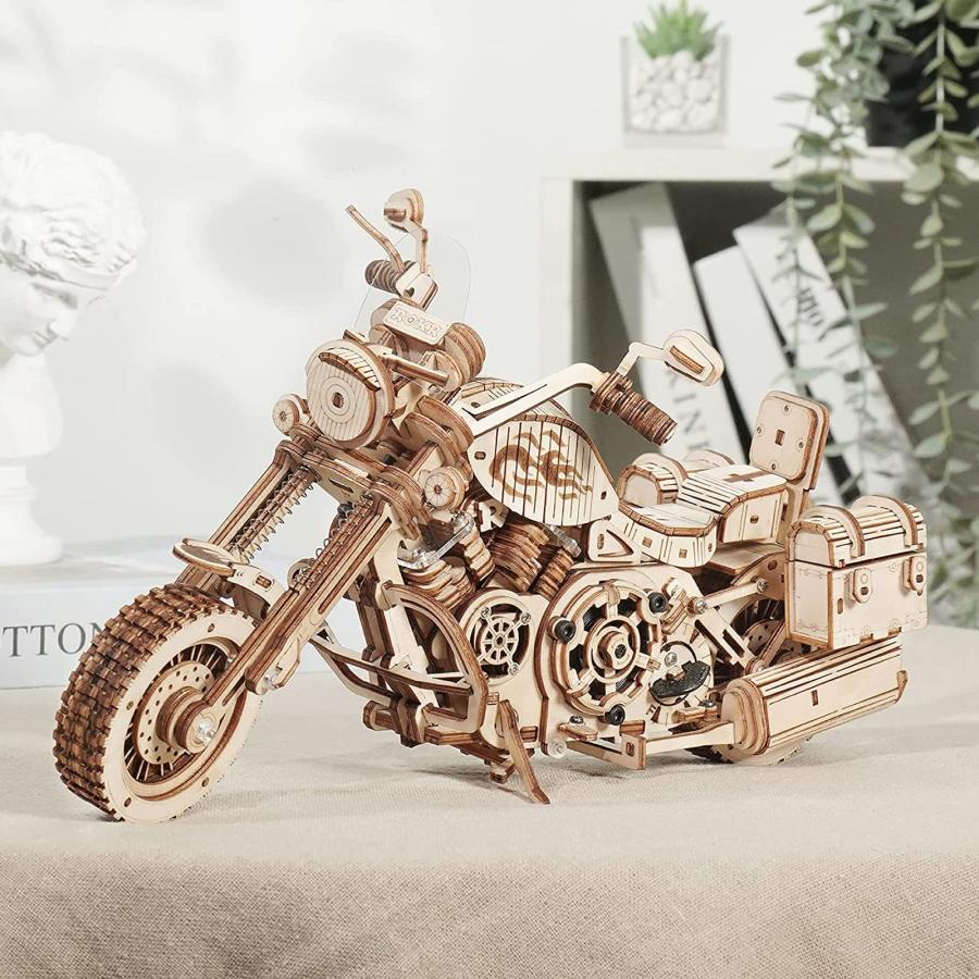 3D立体パズル 木製パズル オートバイ 機械式モデル組み立てキット DIY