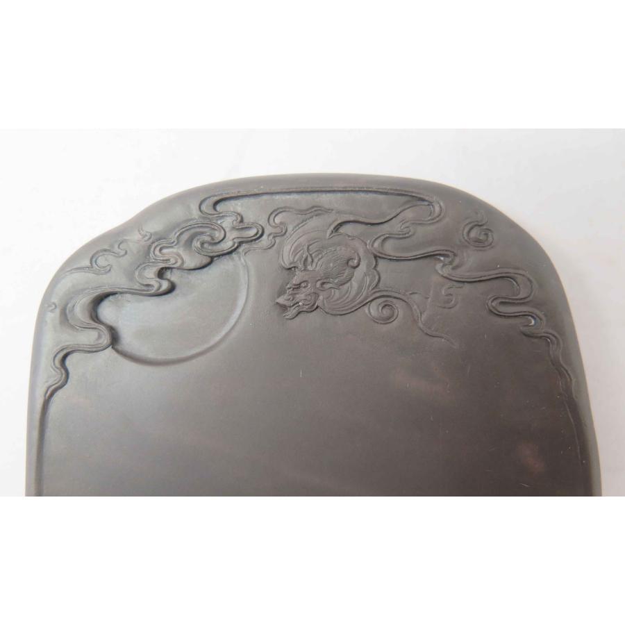 SAL-1308刻雲鳳老坑硯 11.3x9.5xH1.3cm : 華東貿易 中国製書道・篆刻