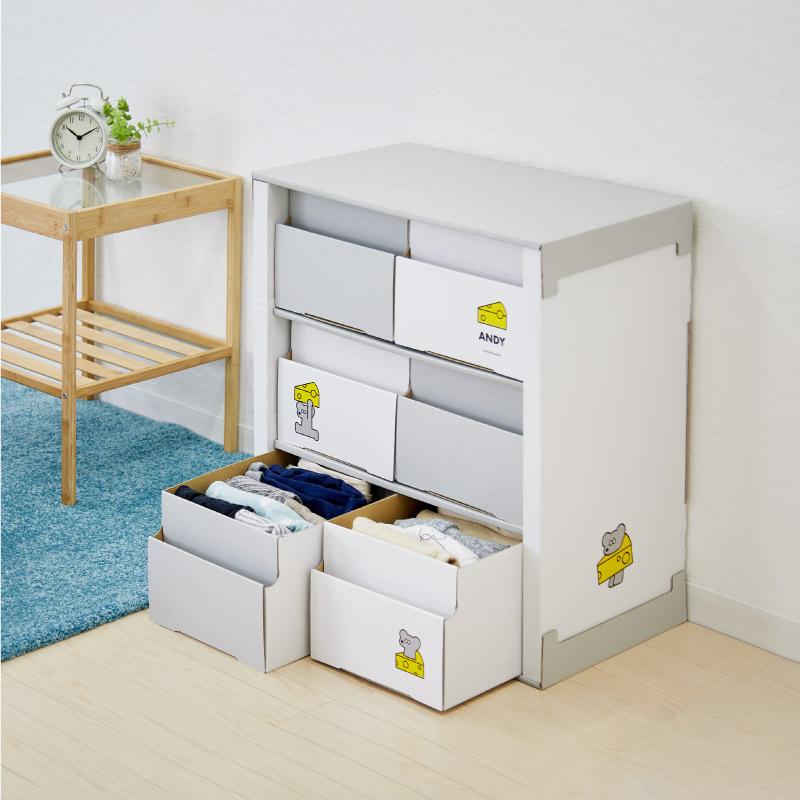 カトージ（KATOJI） クラフトチェスト ダンボールチェスト ねずみの