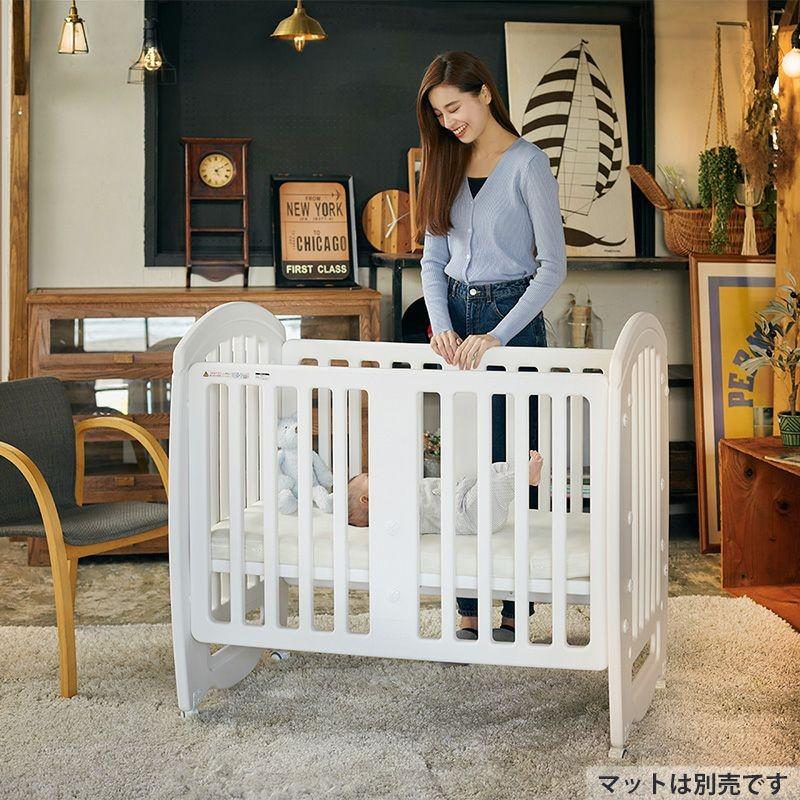 KATOJI カトージ　ベビーベット ホワイト　白　木製　ベビー用品 カトージ（KATOJI） ベビーベッド ハイタイプ 組み立て簡単ベッド