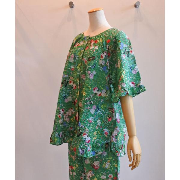 TUNIC　チュニック　鴨居羊子　5分袖全開パジャマ　60シルキーローンサッカー　スイートガーデン　36000P　綿100%　上下セット　送料無料　翌日配送の画像