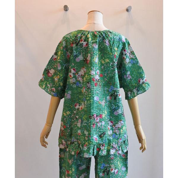 TUNIC　チュニック　鴨居羊子　5分袖全開パジャマ　60シルキーローンサッカー　スイートガーデン　36000P　綿100%　上下セット　送料無料　翌日配送の画像