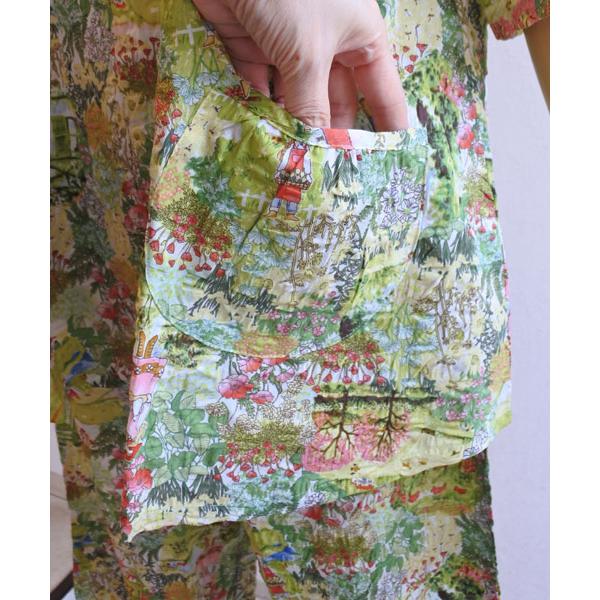 未使用洗濯済みTUNIC 鴨居洋子ルームウェアセットアップ 花柄 チュニック 20％OFF SALE TUNIC 鴨居羊子 6分袖半開パジャマ 80ローン