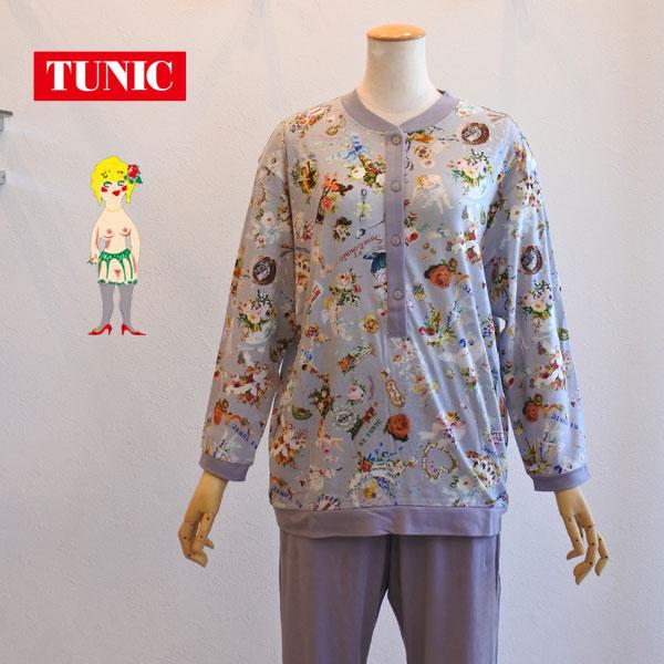 未使用 パジャマ Tunic coco 鴨居羊子 チュニック TUNIC ピンク チュニック 20％OFF SALE TUNIC 鴨居羊子 9分袖パジャマ 半開 50強撚