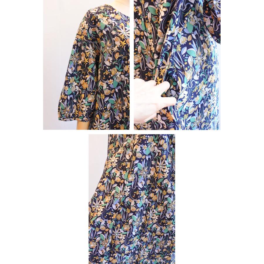 30%OFF TUNIC チュニック 鴨居羊子 7分袖ワンピース ボタニカル 