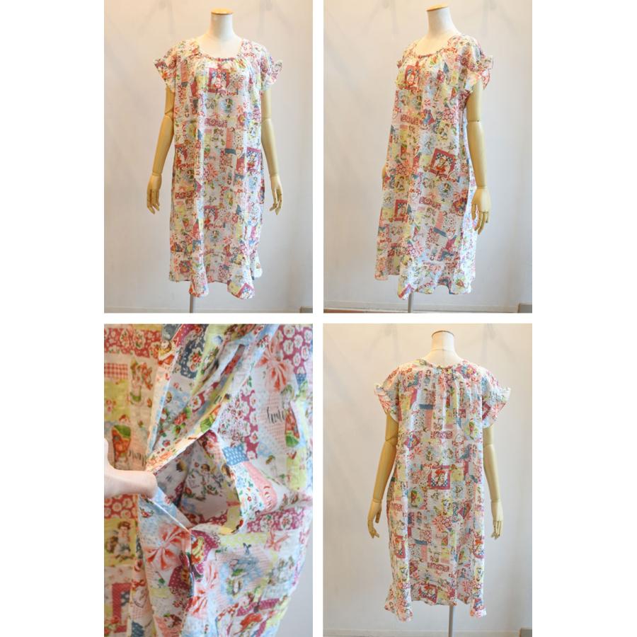 鴨居羊子チュニックノースリーブワンピース白✕柄ポリエステル100% チュニック 20％OFF SALE TUNIC チュニック 鴨居羊子