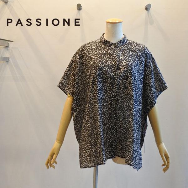 PASSIONE（パシオーネ） バンドカラーシアードルマンブラウス 全開