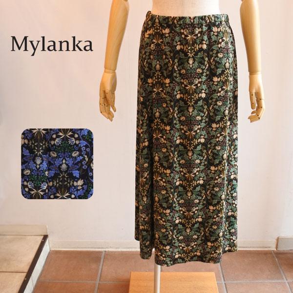 MyLanka（ミランカ） ボタニカルプリントスカート フラワープリント サテン ポリエステル M20501 送料無料 新作秋冬物 ファス ...