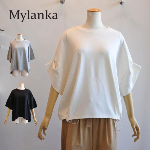 MyLanka（ミランカ） ゆったり5分袖カットソー 袖ボタン 裾ゴム T 