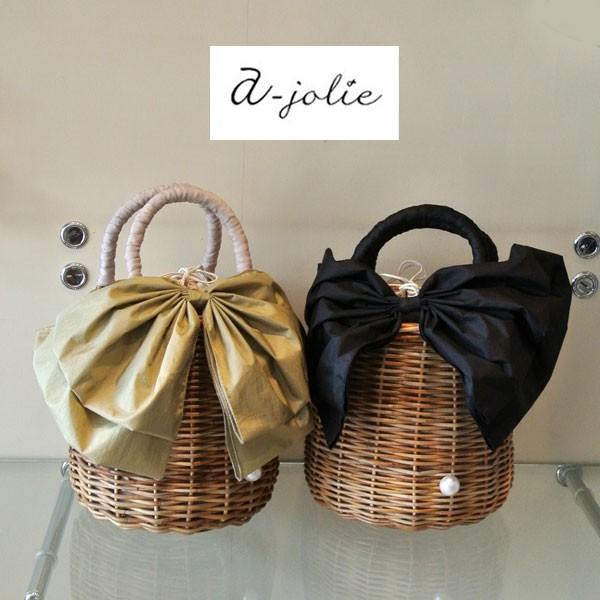 最終値下げ　アジョリー　リボンバック BEATRICE（ベアトリス） a-jolie アジョリー リボンかごバッグ パール