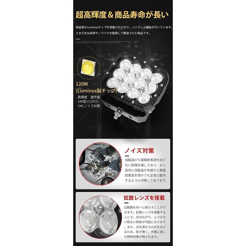 5台　セット防水ワークライト　led　ledワークライト　led　24v　作業灯　ワークライト　led作業灯　led作業灯　12v　120W