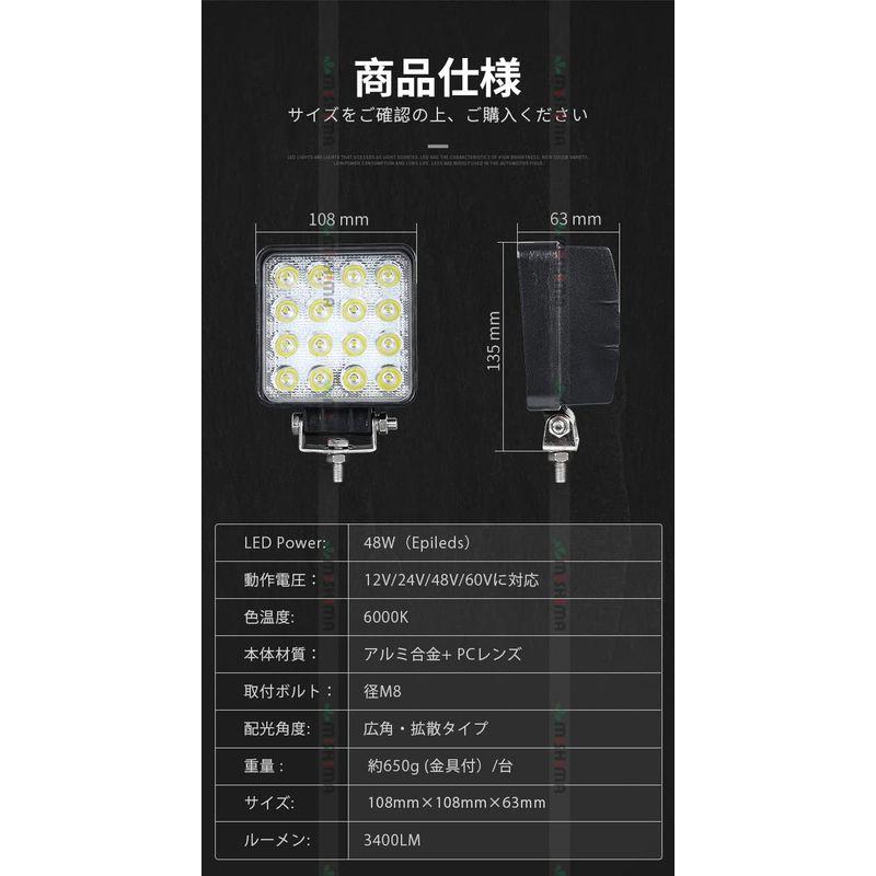 20台セットワークライト　led　おすすめ　LED　led作業灯　12v　led作業灯　48W　16連　LEDワークライト　24v　作業灯