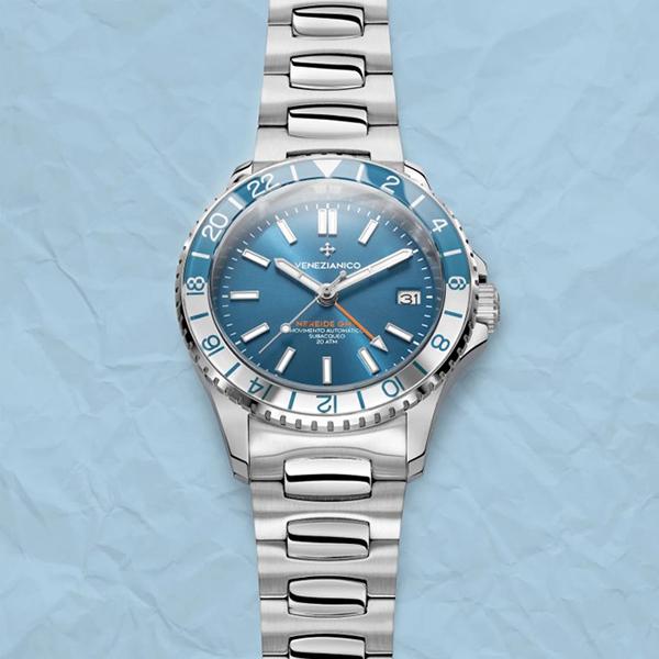 イタリアの時計ブランド Venezianico ヴェネチアニコ NEREIDE GMT 自動巻き腕時計 メンズ ボーイズサイズ(BLU)の画像