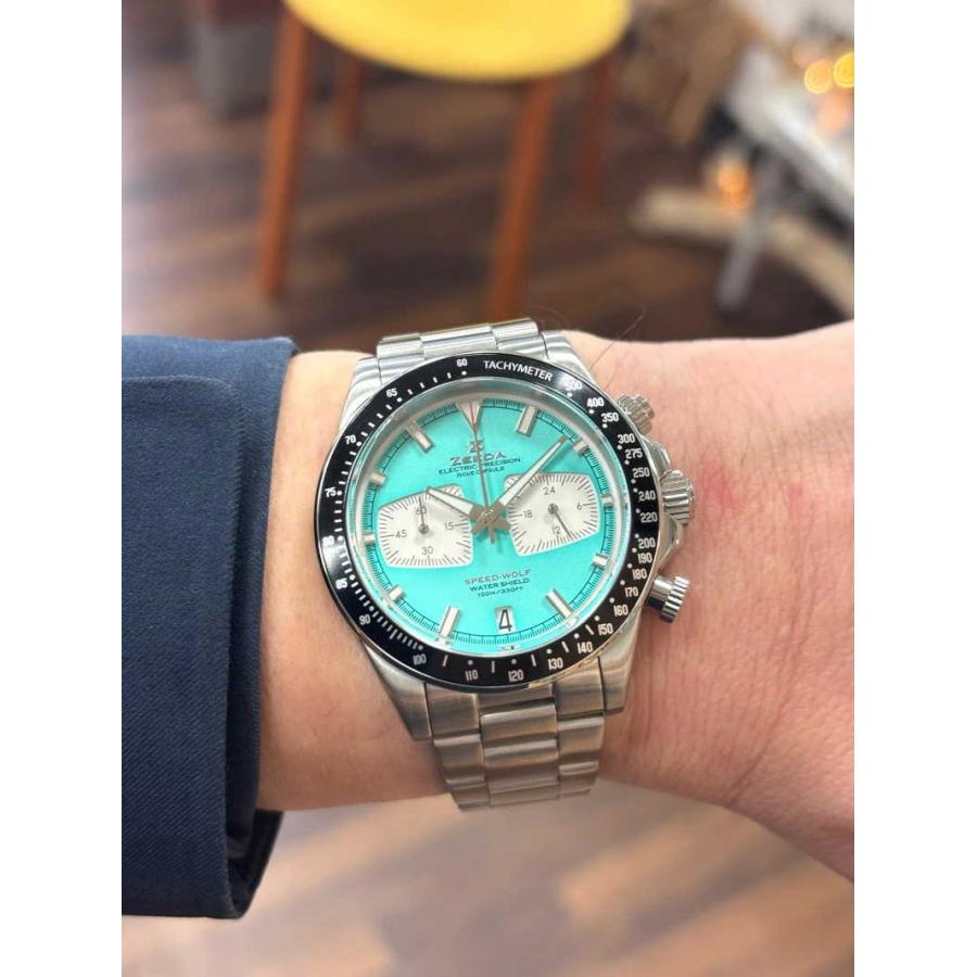 ZEEDA ジーダ SPEED-WOLF スピードウルフ クォーツ・クロノグラフ腕時計 SUPER MINTBLUE スーパーミントブルー 男性用腕時計 メンズウォッチの画像