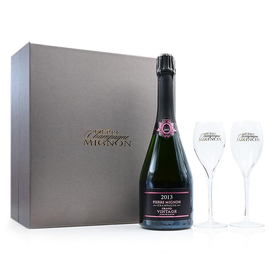 ロゼシャンパン＆グラス2脚セット】ピエール ミニョン アネドマダム