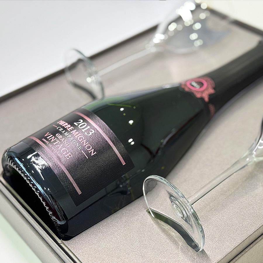 ロゼシャンパン＆グラス2脚セット】ピエール ミニョン アネドマダム
