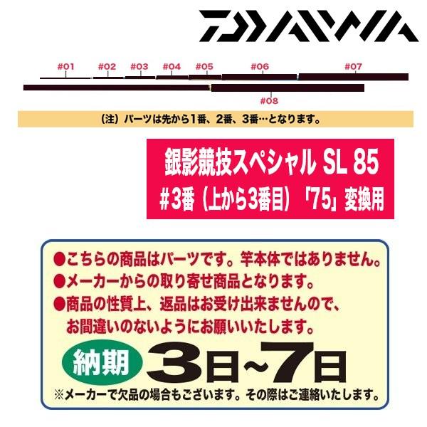 ダイワ 鮎ロッドパーツ　079471 銀影競技スペシャル SL 85 ＃3番（上から3番目）「75」変換用
