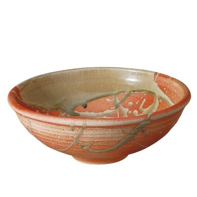 店店舗しがらきモダン Mss 193 家具おもしろ工房和風信楽焼手洗い鉢 火色ビードロ手洗鉢 モダン和日本製手作り手洗器手作り送料無料ボール手洗い器 ボウル洗面器