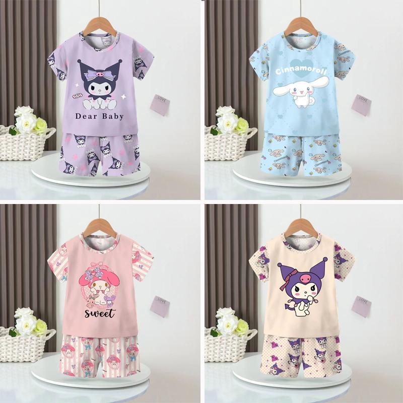 パジャマ 子供 夏 クロミ シナモンロール キティちゃん マイメロ キッズ 上下セット 半袖 ｔシャツ 短パン 部屋着 可愛い キャラクター 男の子 女の子（Yahoo!・陽だまりショッピング）