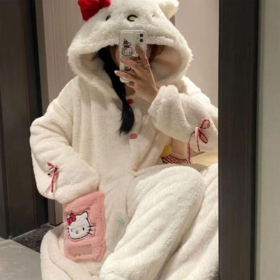 パジャマ レディース もこもこ キャラクター キティちゃん 着ぐるみ