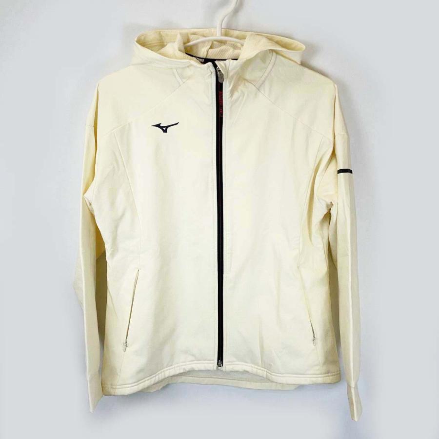 ミズノ テックシールドジャケット フーディ M オフホワイト 32MC2860 レディース MIZUNO スポーツウェア 防風 ストレッチ 撥水 中古】ミズノ テックシールドジャケット フーディ M オフホワイト